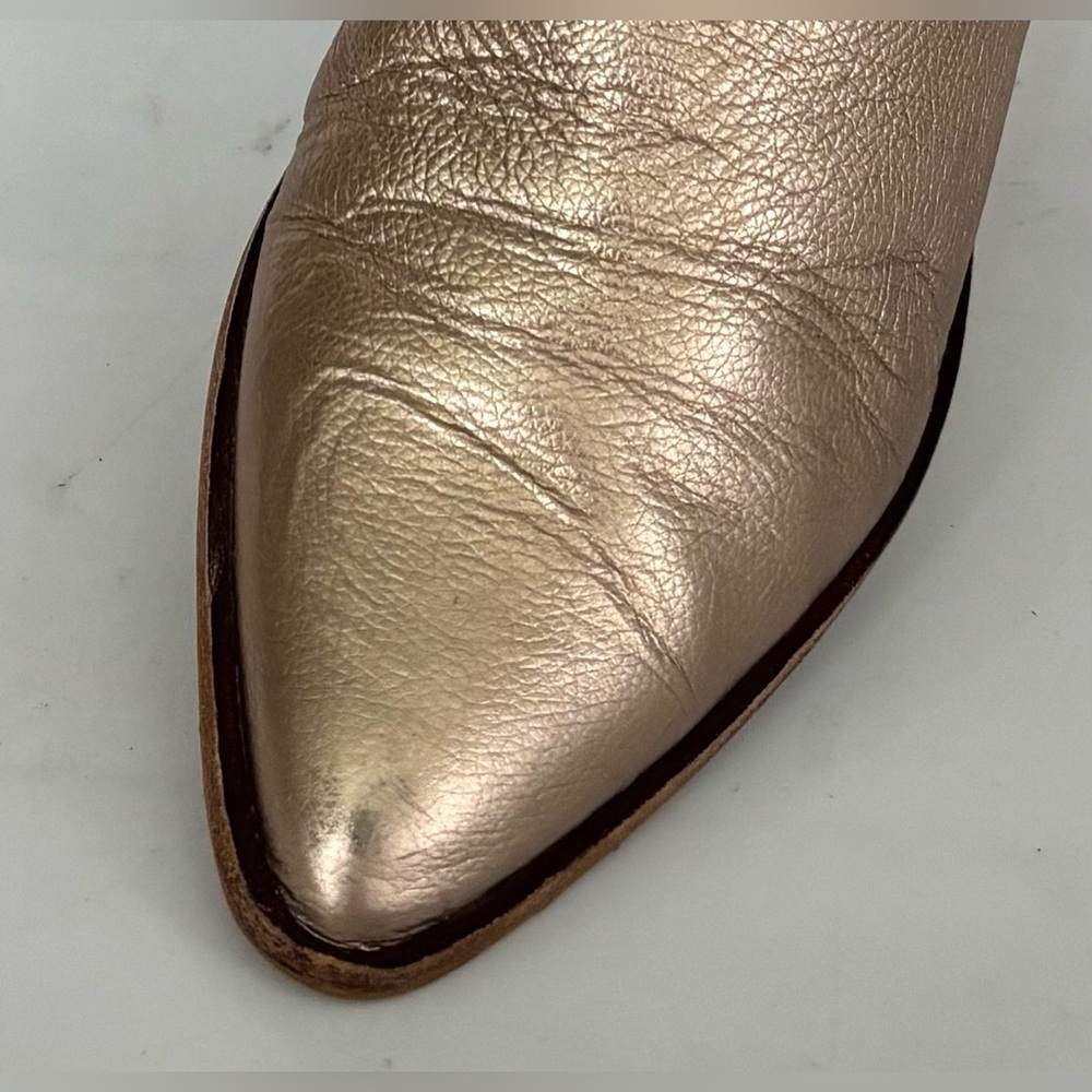 Corso Como Dylan Pointy Toe Mule Metallic Gold Leather Short Wood Heels Size 7 - Picture 11 of 11
